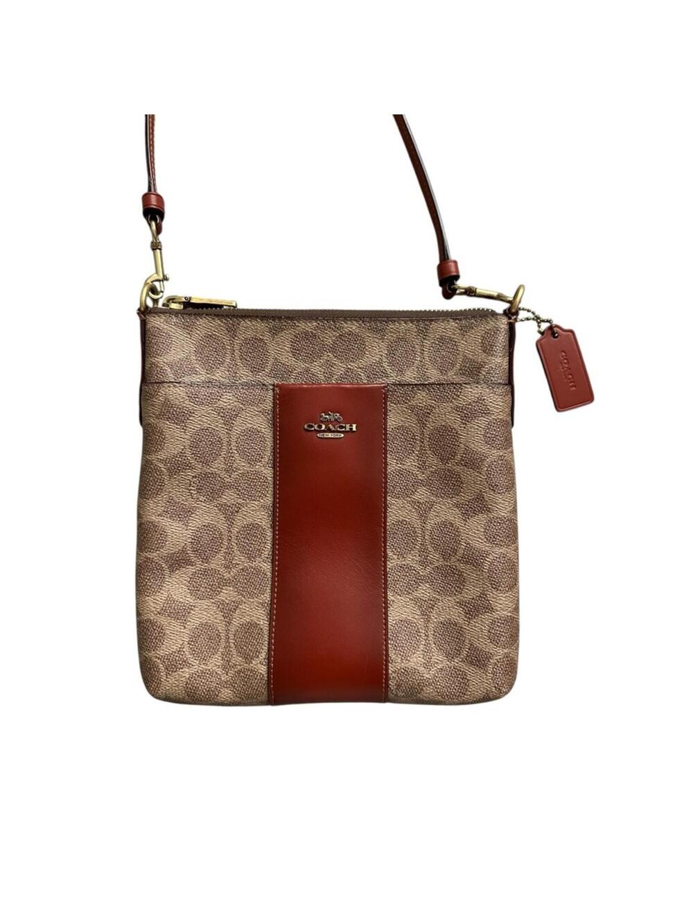 Coach Kitt Messenger Crossbody in Brown Colorblock Signature Canvas - Picture 2 of 6